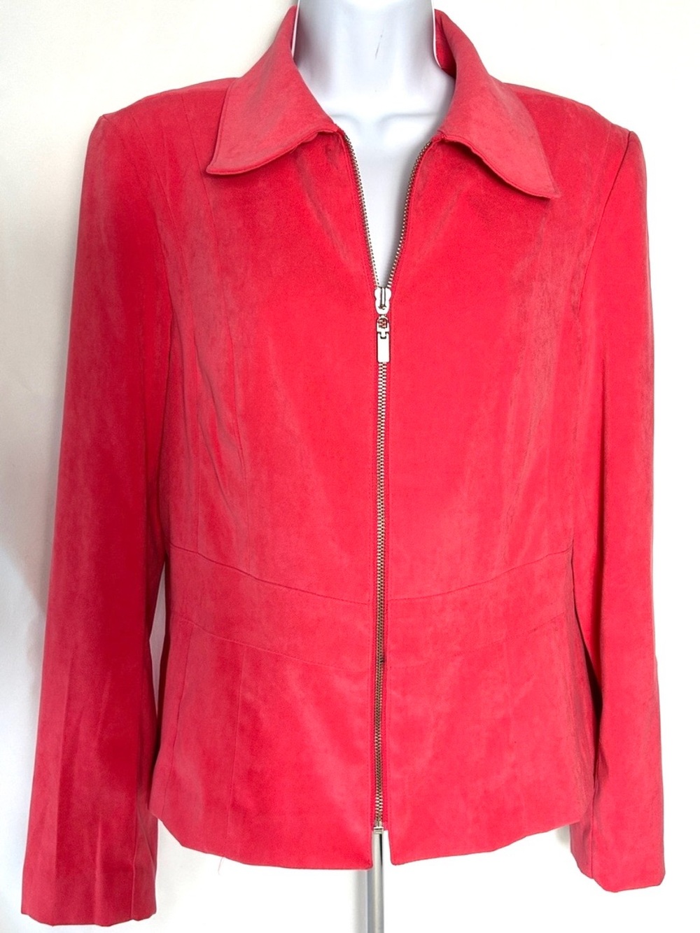 Cato Women’s Size 12 Coral Full Zip Front Business Casual Soft Fabric Jacket